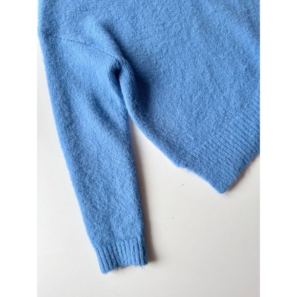 ZARA Blue Synthetic Wool Blend Fuzzy Knit Relaxed Fit Crew Neck Sweater, Size M - Picture 8 of 12